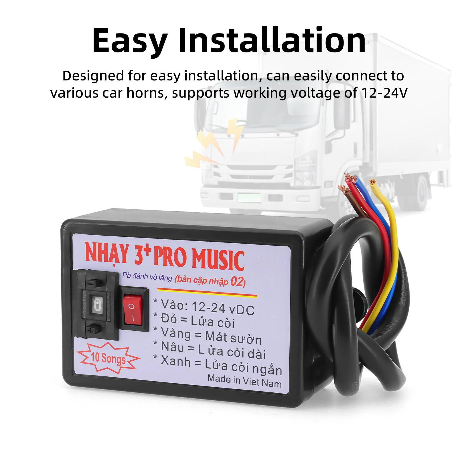 Controlador bocina electrónica 12V universal 16 sonidos - imagen 3