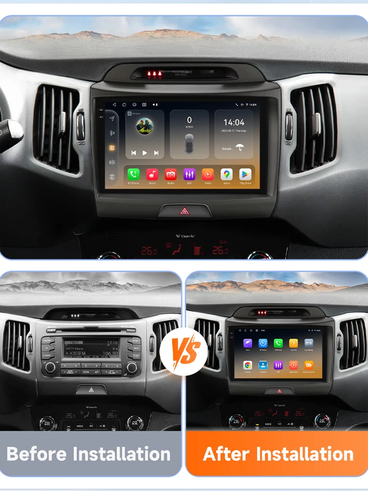 Radio 2DIN con GPS y CarPlay Android 13 para Kia Sportage 2010-2016 - imagen 2