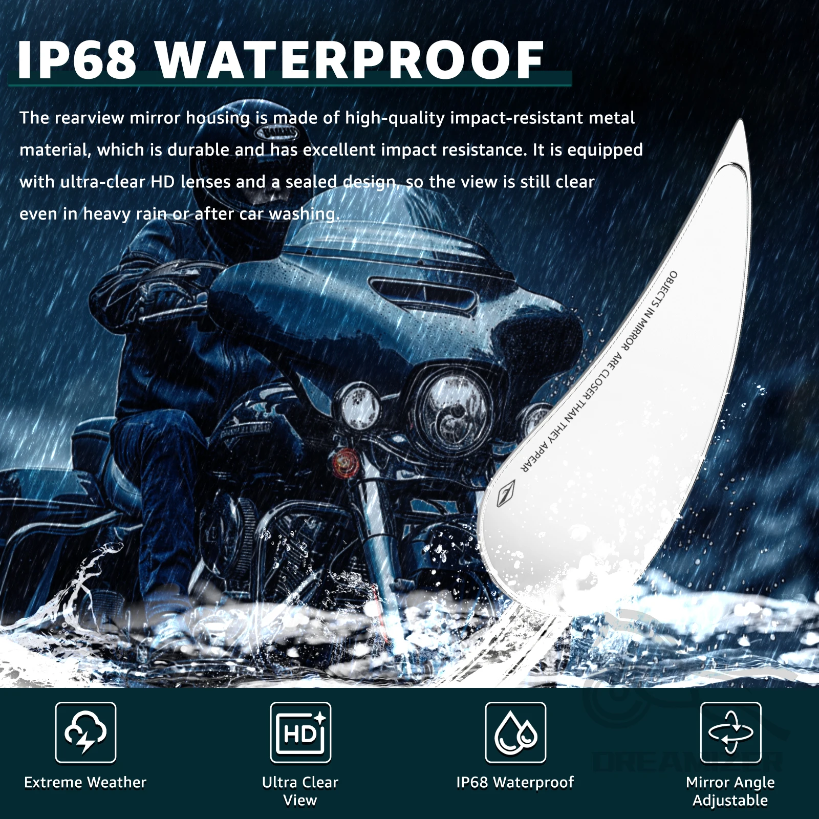 Espejo retrovisor para motocicleta, aleación de aluminio, 8/10MM, espejos laterales de hoja de lanza para Harley Cruiser Street Sport Bike, 2 uds. - imagen 3