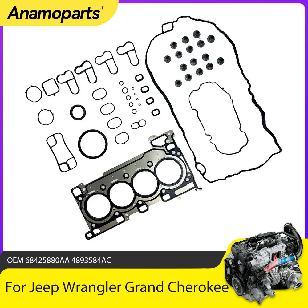 Juego de juntas de culata completa de piezas de motor compatibles con Gas 2,0 L T para Jeep Wrangler Grand Cherokee Dodge Hornet 2,0 T 18-25 68425880AA