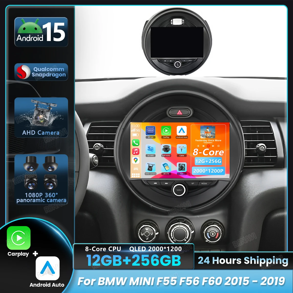 Radio multimedia Android 15 2K para MINI Cooper F54-F60 con CarPlay