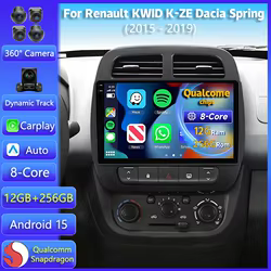 Radio 2 DIN Android 15 con CarPlay para Renault Kwid K-ZE/Dacia Spring