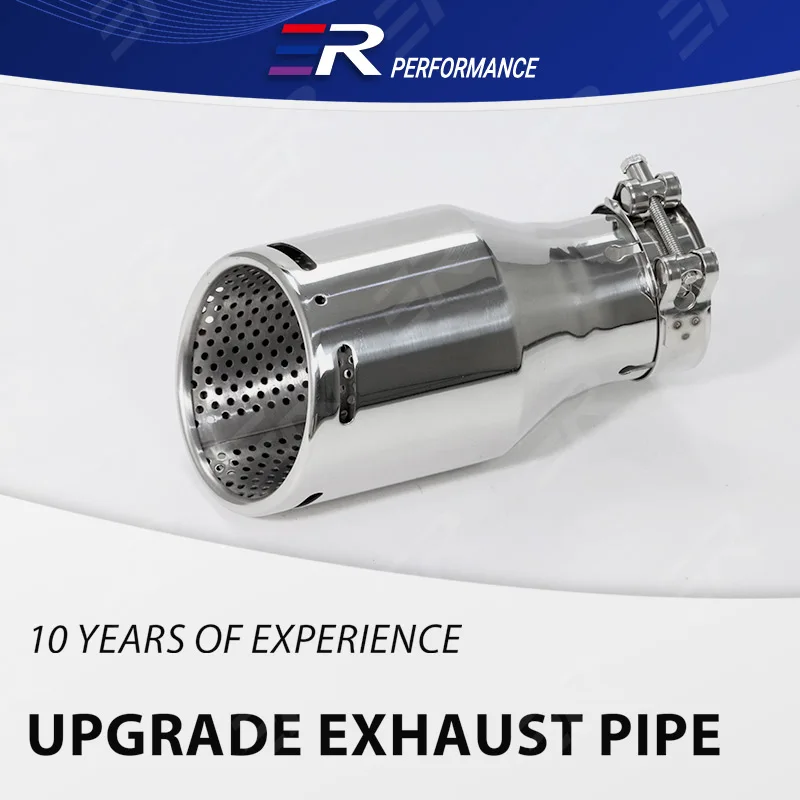 1 unidad de escape Universal de acero inoxidable plateado adecuado para accesorios de coches modificados para automóviles boquillas de silenciador de coche de salida de 89mm 101mm
