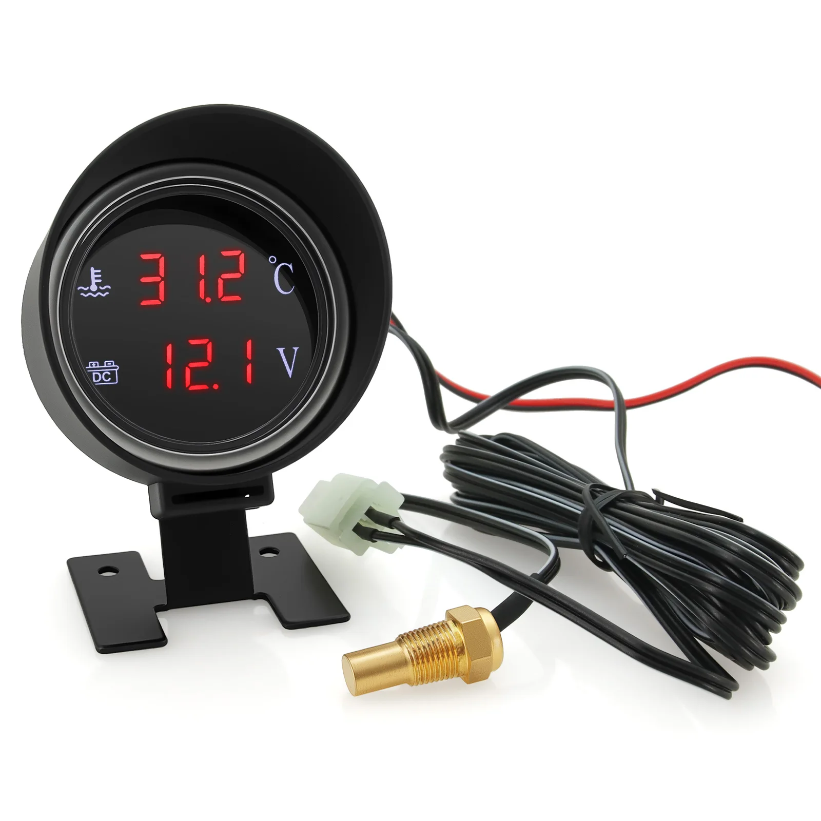Voltímetro y indicador temperatura agua LCD sensor – coche camión barco - imagen 4