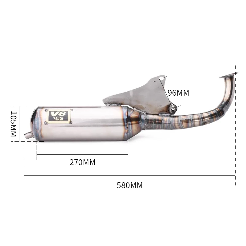 Escape completo V8 para scooter JOG2, JOG50 y JOG90 2T - imagen 2