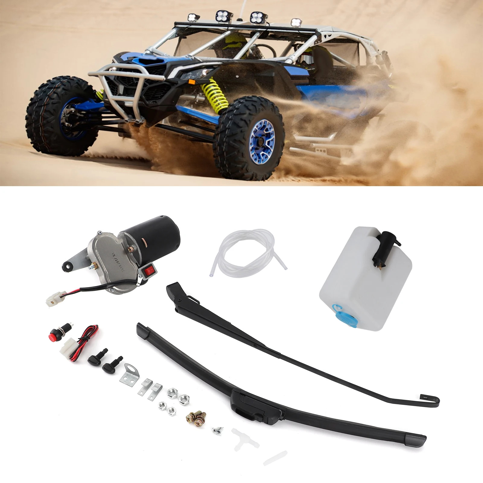 Kit de limpiaparabrisas eléctrico para UTV con motor, brazo y manguera - imagen 3