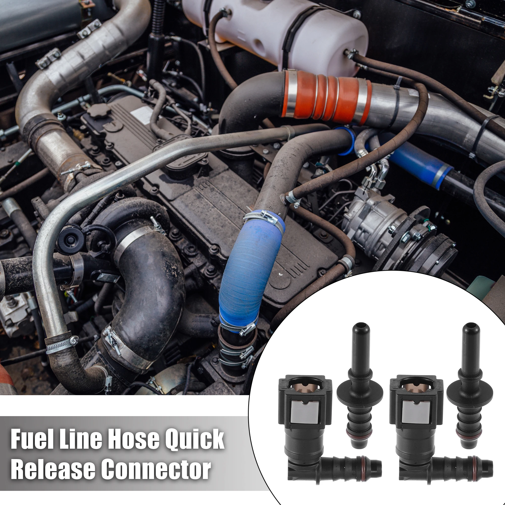 X Autohaux-conjunto de manguera de línea de combustible, 4 piezas, 6,3mm, 7,89mm, 8mm, 90 grados, Conector de liberación rápida, acoplador de línea de combustible - imagen 2