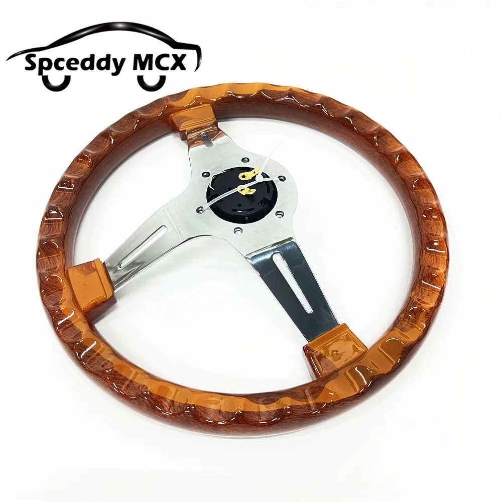Volante madera 350mm ABS racing con costuras - imagen 3