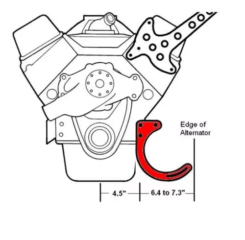 Soporte de alternador bajo Chevy SBC 283/350 para bomba de agua corta - imagen 2