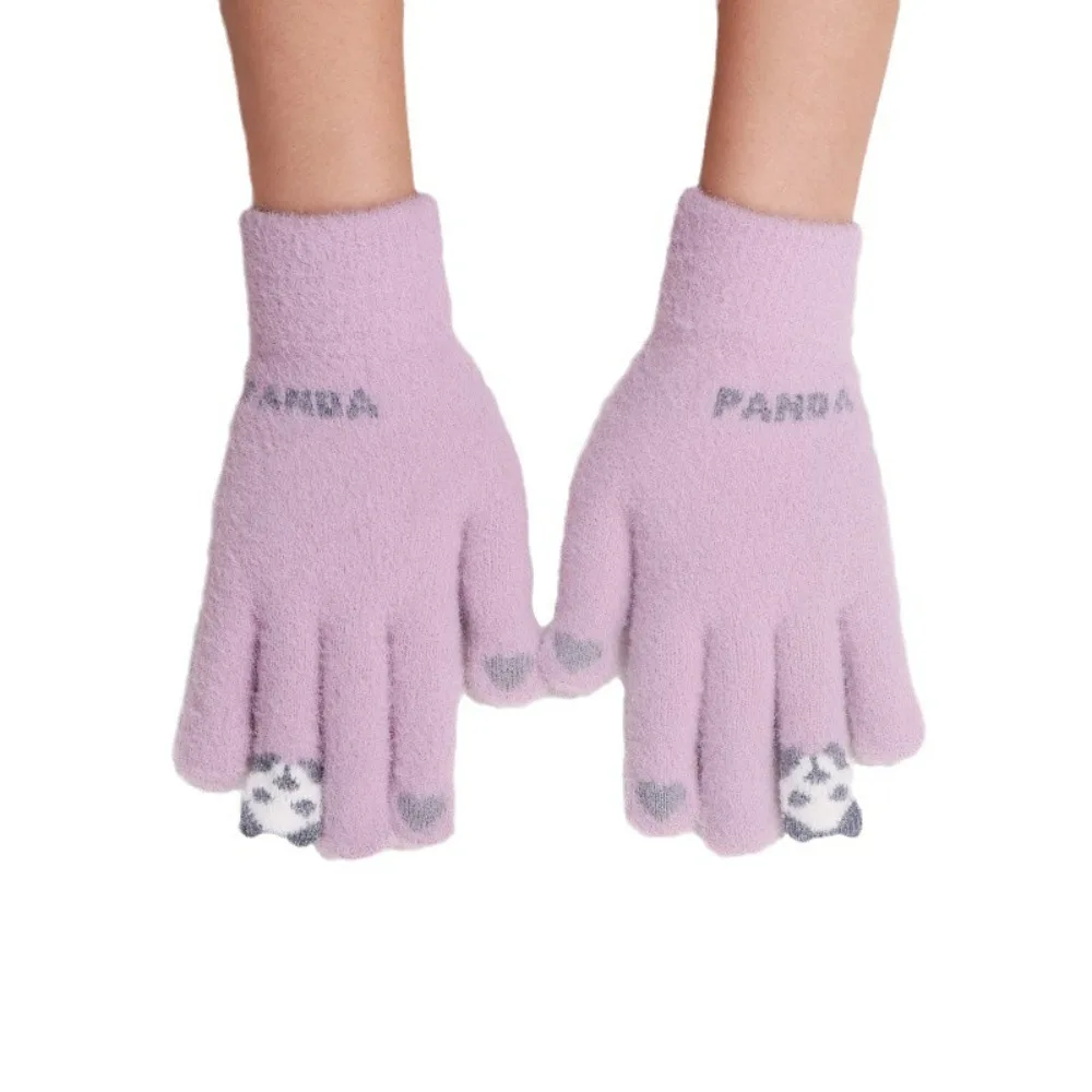 Guantes de invierno de felpa para niñas: lindos tejidos suaves, resistentes al frío, compatibles con pantalla táctil, cálidos para ciclismo y otoño-invierno, uso diario - imagen 5