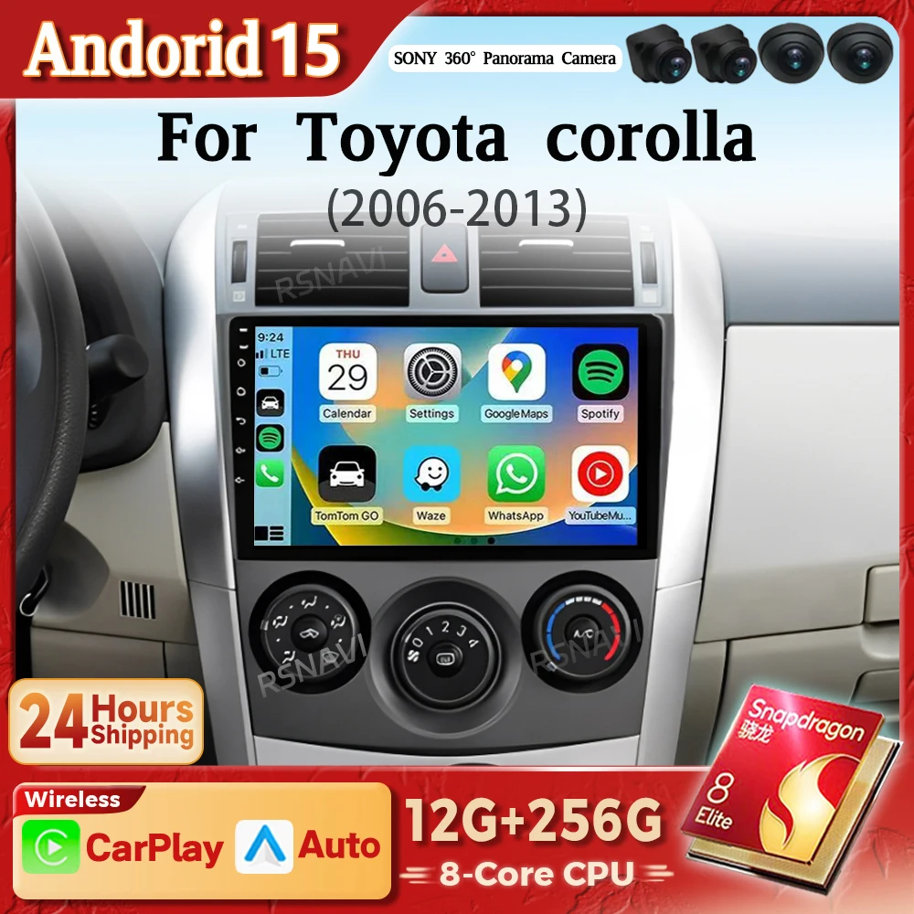 Radio Android Snapdragon con CarPlay para Toyota Corolla 2006-2013