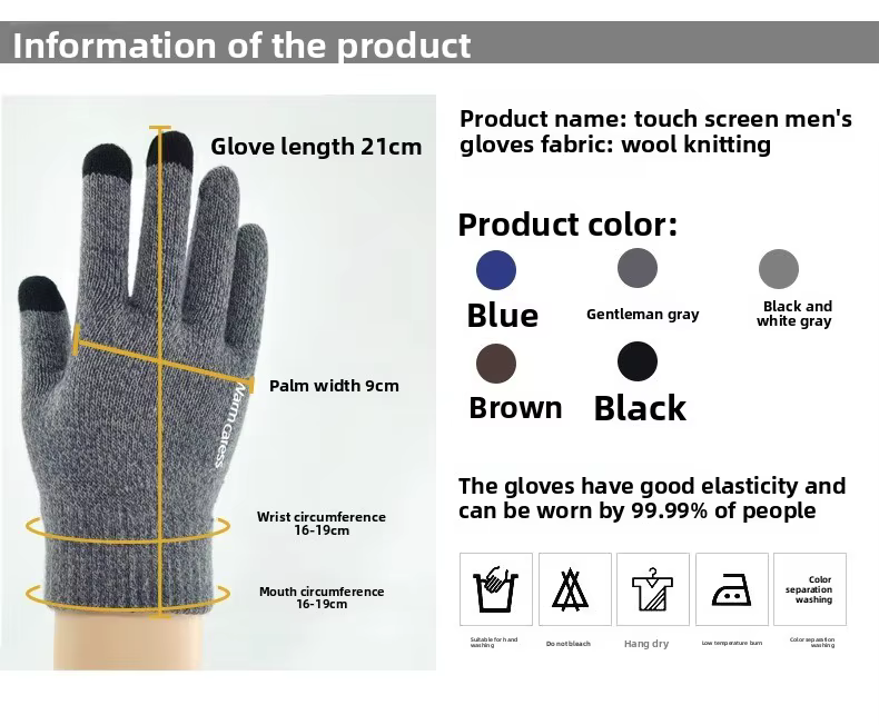 Detalle de los guantes de punto para invierno