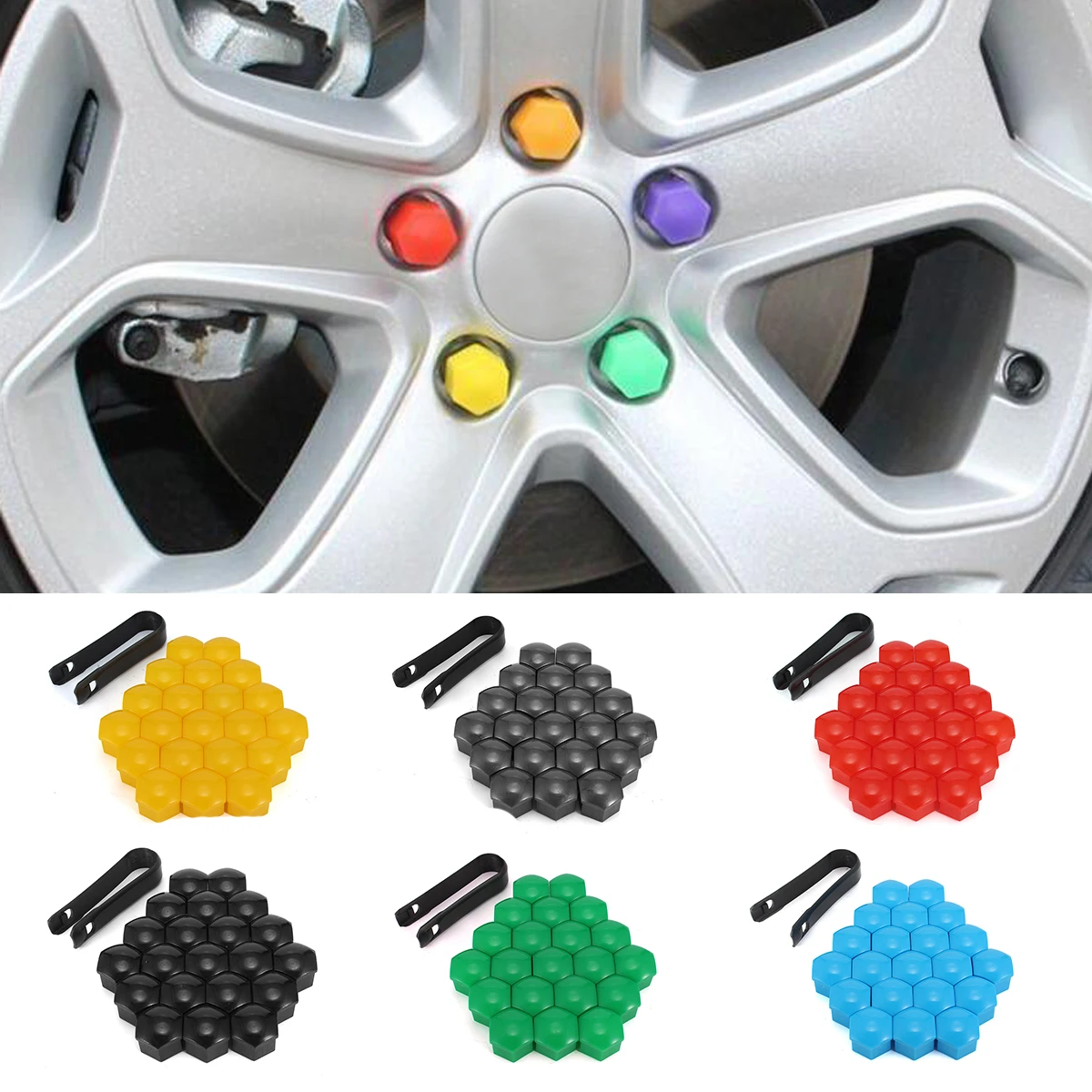 Tapas tuercas rueda 17 mm hexagonal OEM 321601173A – Audi VW Skoda - imagen 3