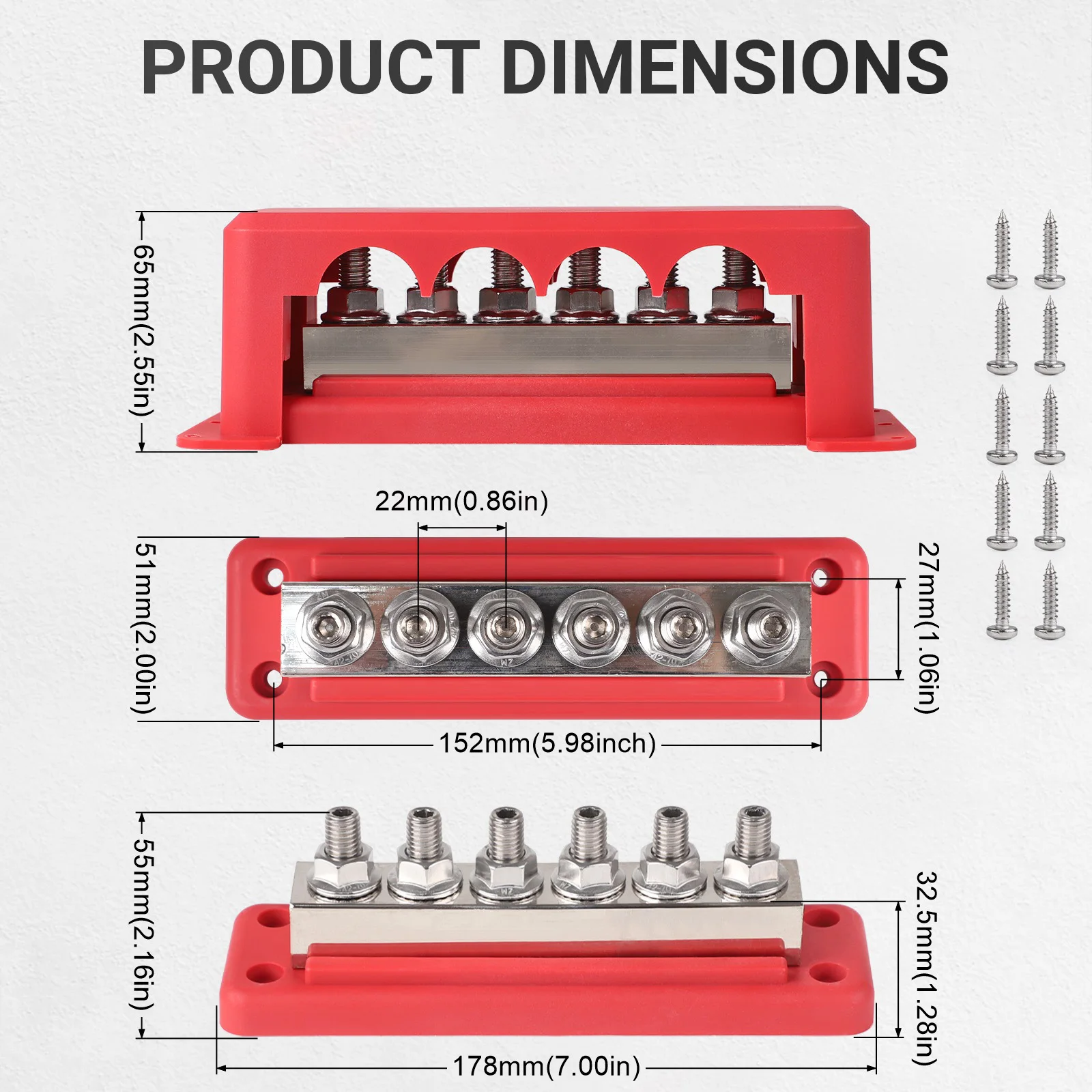 Bloque de distribución eléctrica 600 A, 6 vías M10, 12-48 V - imagen 2