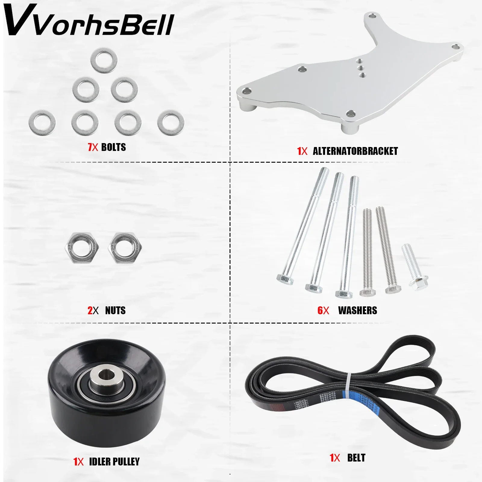 Kit soporte alternador doble plateado – Chevy GM Vortec 4.8 5.3 6.0 6.2 - imagen 4