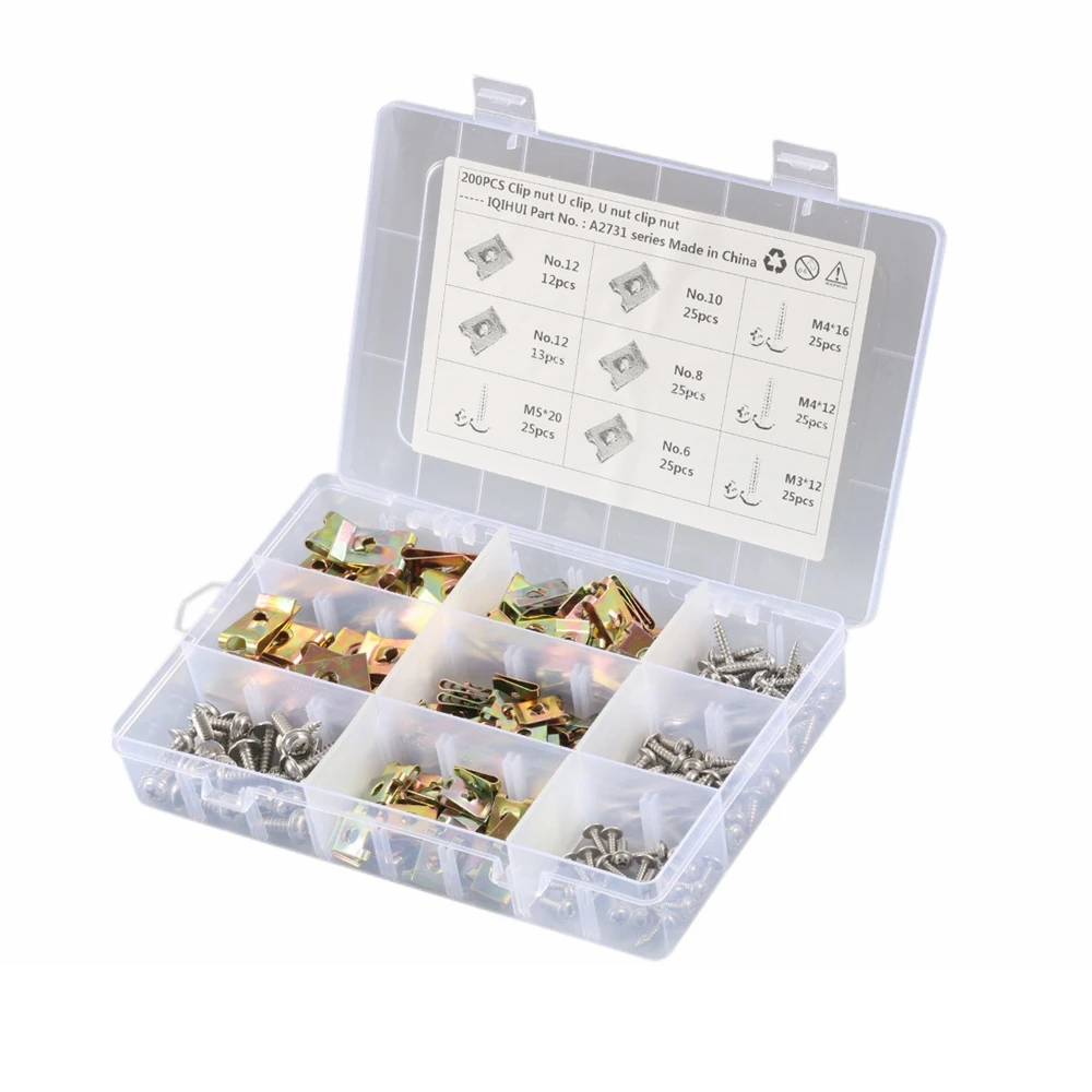 200 Uds sujetadores de velocidad 6/8/10/12 tuercas en U tornillo autorroscante Clips en U Panel de ajuste Interior - imagen 5