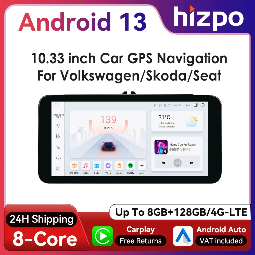 Hizpo Radio Android GPS Carplay Navi VW Golf Passat Polo Touran Jetta