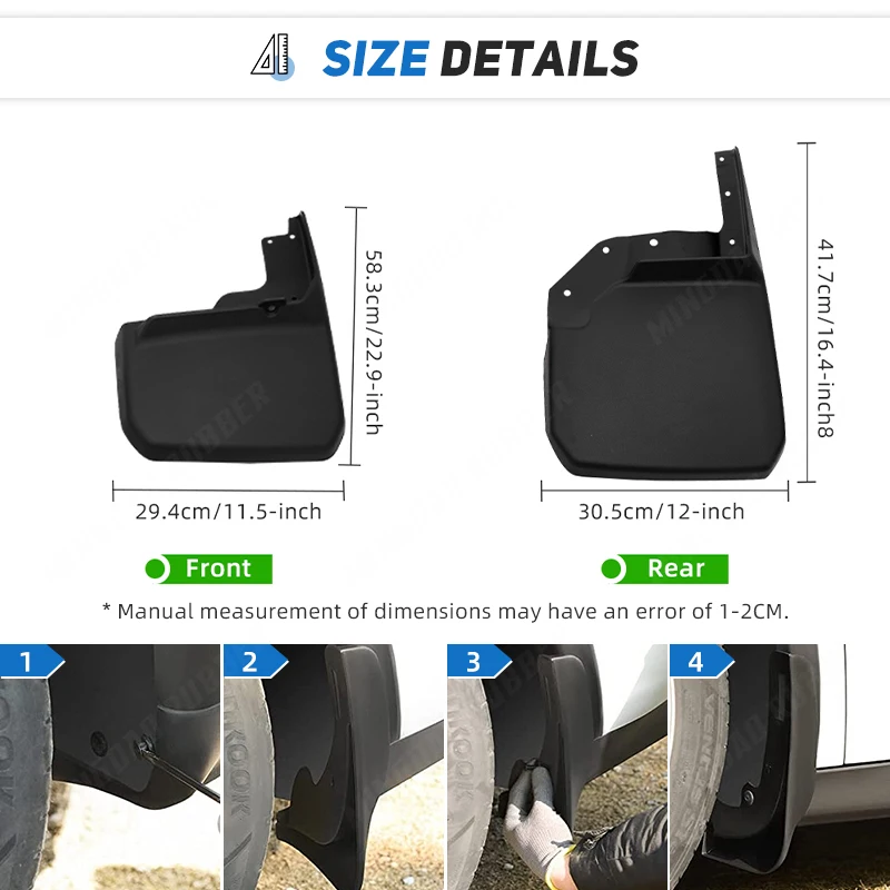 Para JEEP WRANGLER JK 2007 2008 2009 2010 2011 2012 2013 2014 2015 2016 2017 2018 guardabarros protector contra salpicaduras - imagen 3