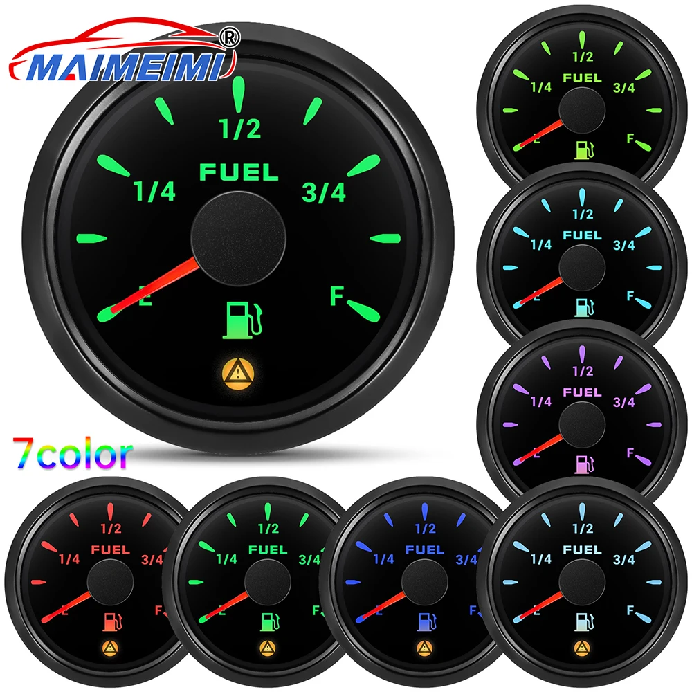 Medidor digital de nivel de combustible 52 mm, 7 colores y alarma