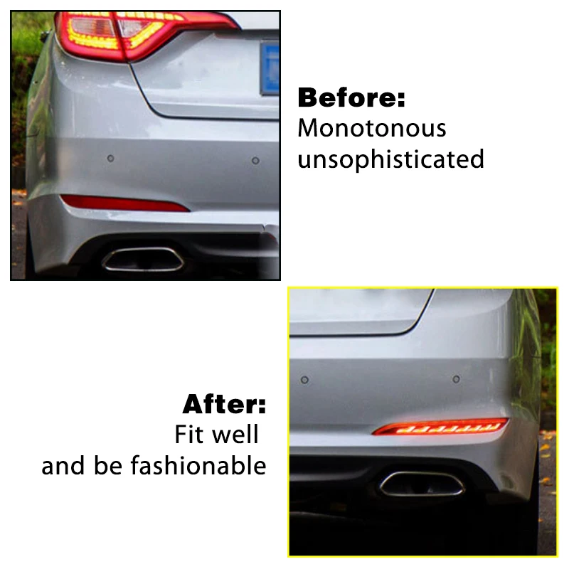 Luz LED Reflectora de parachoques trasero para coche, luz antiniebla con señal de giro para Hyundai Sonata 9th 2015 2016 2017 - imagen 3