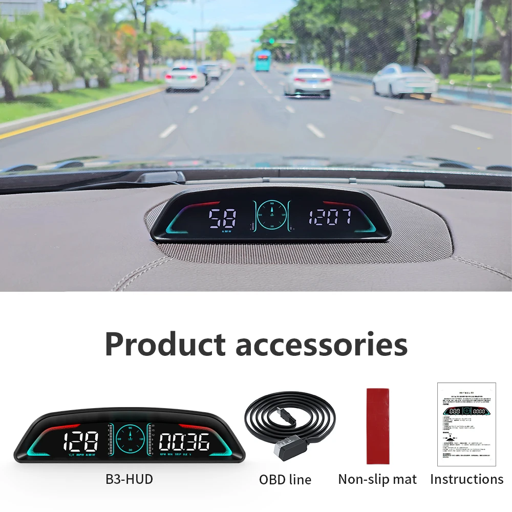 B3 HUD OBD2 con cuentarrevoluciones, temperatura y voltímetro - imagen 5