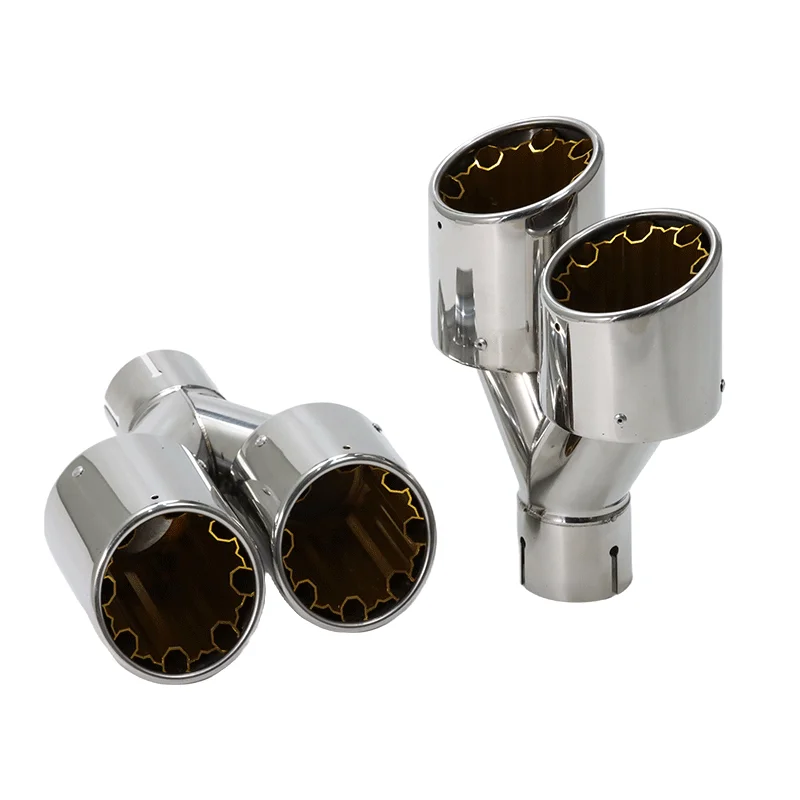 1 Uds. Sumsoo genuino doble punta de escape accesorios de coche de acero inoxidable recto plano pulido plata silenciador de soldadura tubo de escape