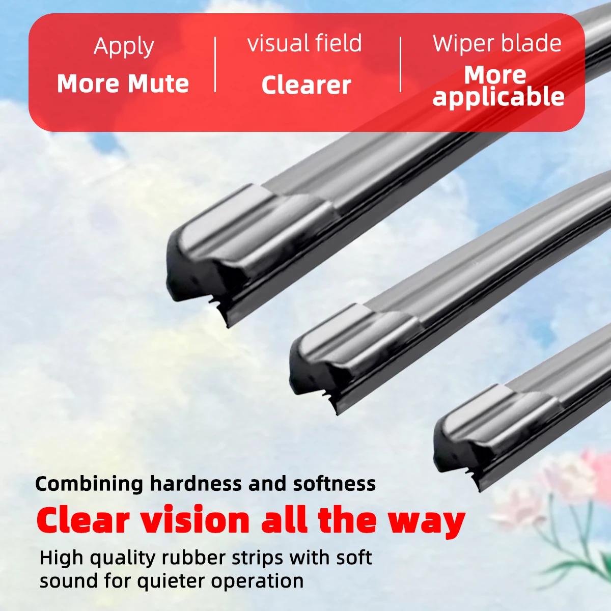 1 limpiaparabrisas Universal con gancho en forma de J/U, limpiaparabrisas sin marco, tira de goma Natural, limpiaparabrisas de 13 "14" 15 "16" 17 "18" 19 "20" 21 "22" 24 "26" 28" - imagen 2