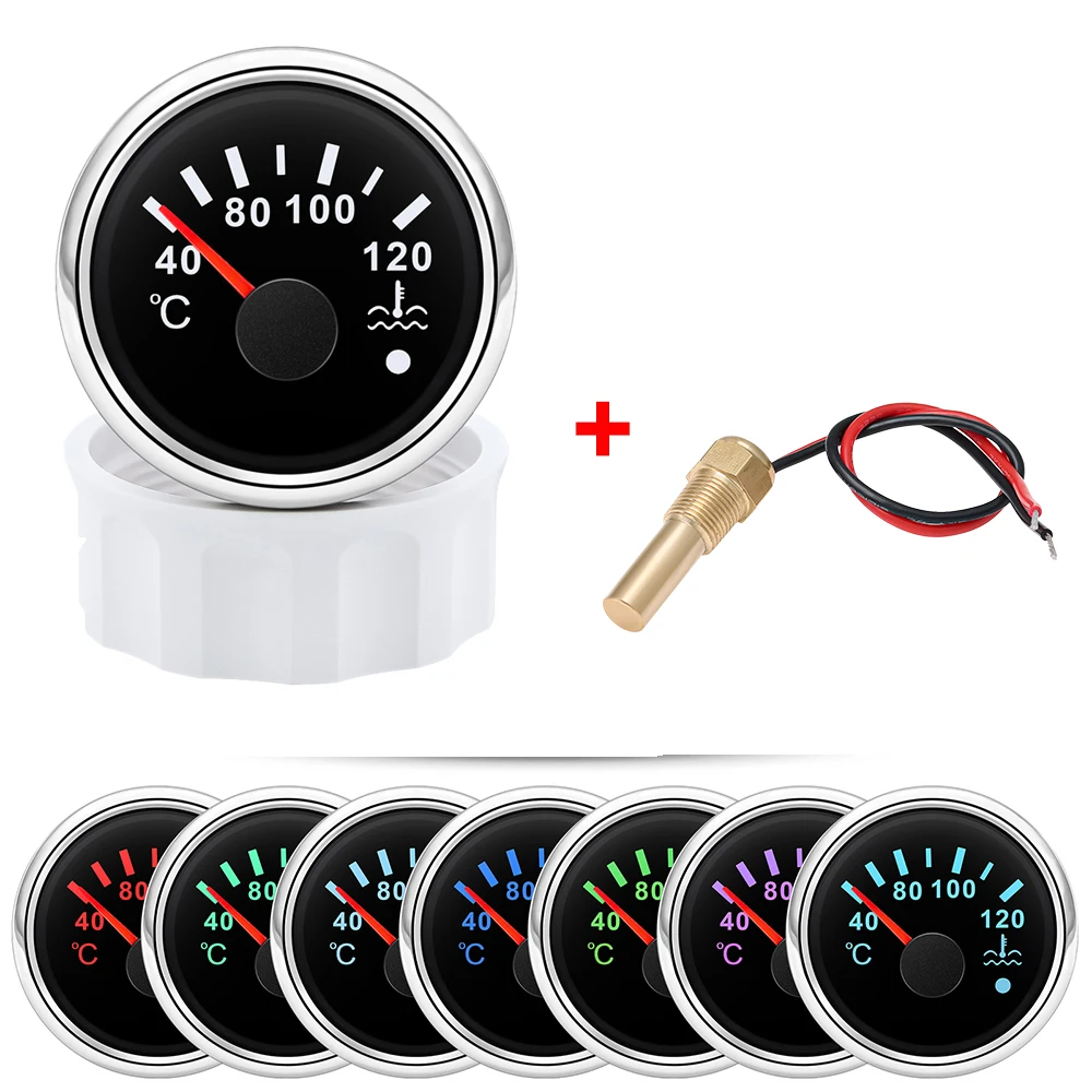 Indicador temperatura refrigerante 52 mm con sensor y alarma 12/24 V