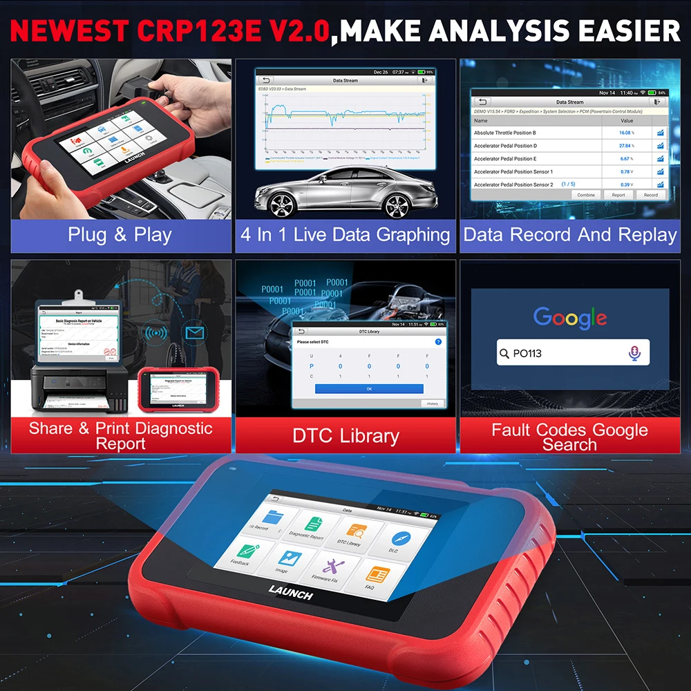 LAUNCH X431 escáner OBD2 diagnóstico ABS SRS para coche - imagen 5