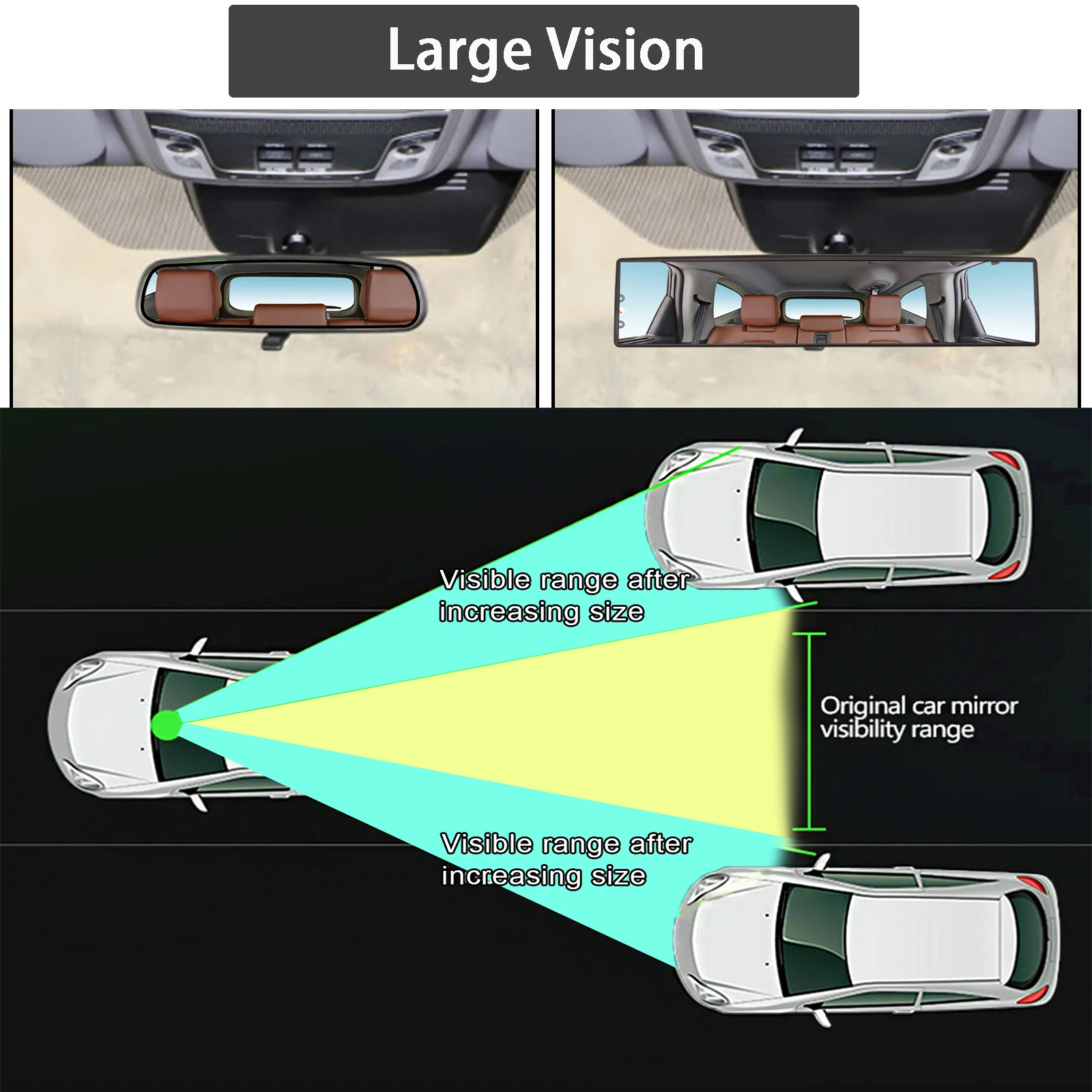 Espejo retrovisor interior universal azul antideslumbrante gran angular - imagen 5