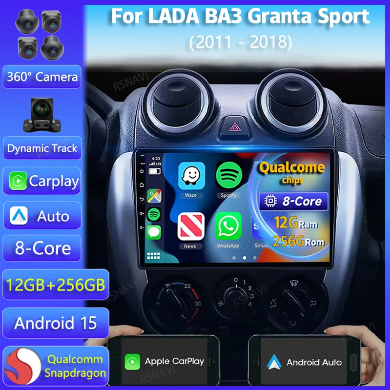 Radio multimedia Android 15 con CarPlay para Lada Granta Sport