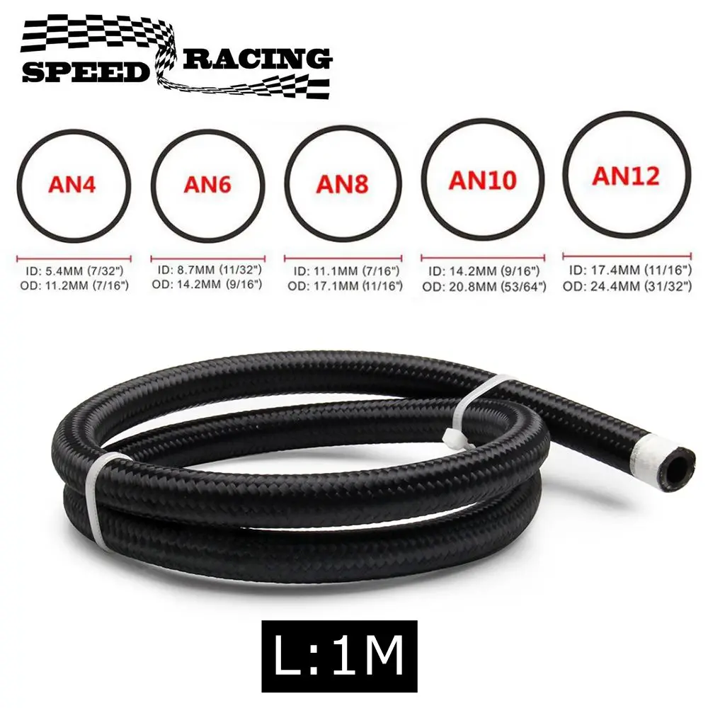Manguera de combustible trenzada AN4-AN12 acero inoxidable nylon
