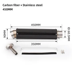 Tubo silenciador GP de escape Universal para motocicleta de 60MM con DB Killer para Z1000 CBR600RR TNT600 FZ8 GSR600 GSXR1300 450/490/550MM