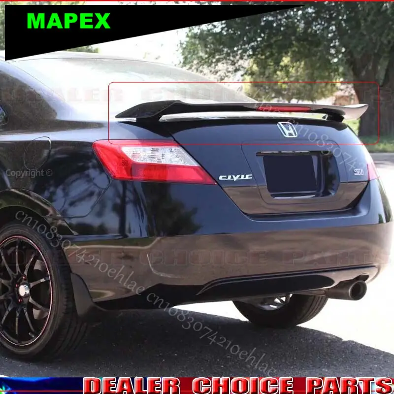 Alerón dos patas negro brillo para Honda Civic Si Coupe 2006-2011