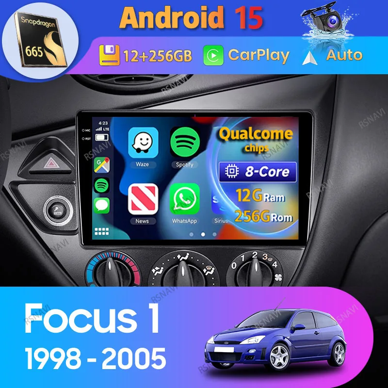 Autoradio Android 15 con CarPlay para Ford Focus 1 LHD 1998-2005
