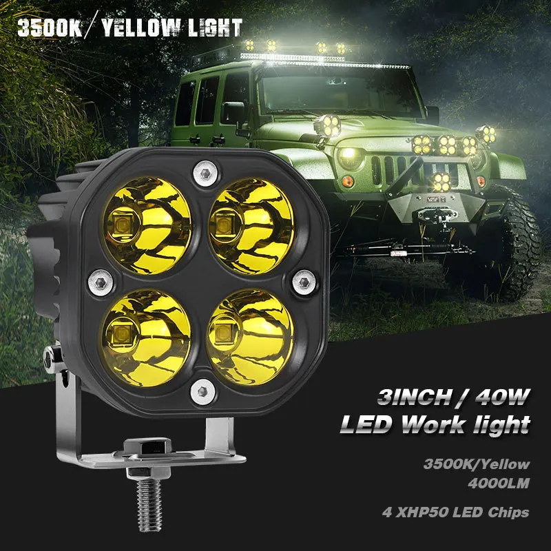 Foco LED cuadrado todoterreno 40W impermeable para coche y camión - imagen 3