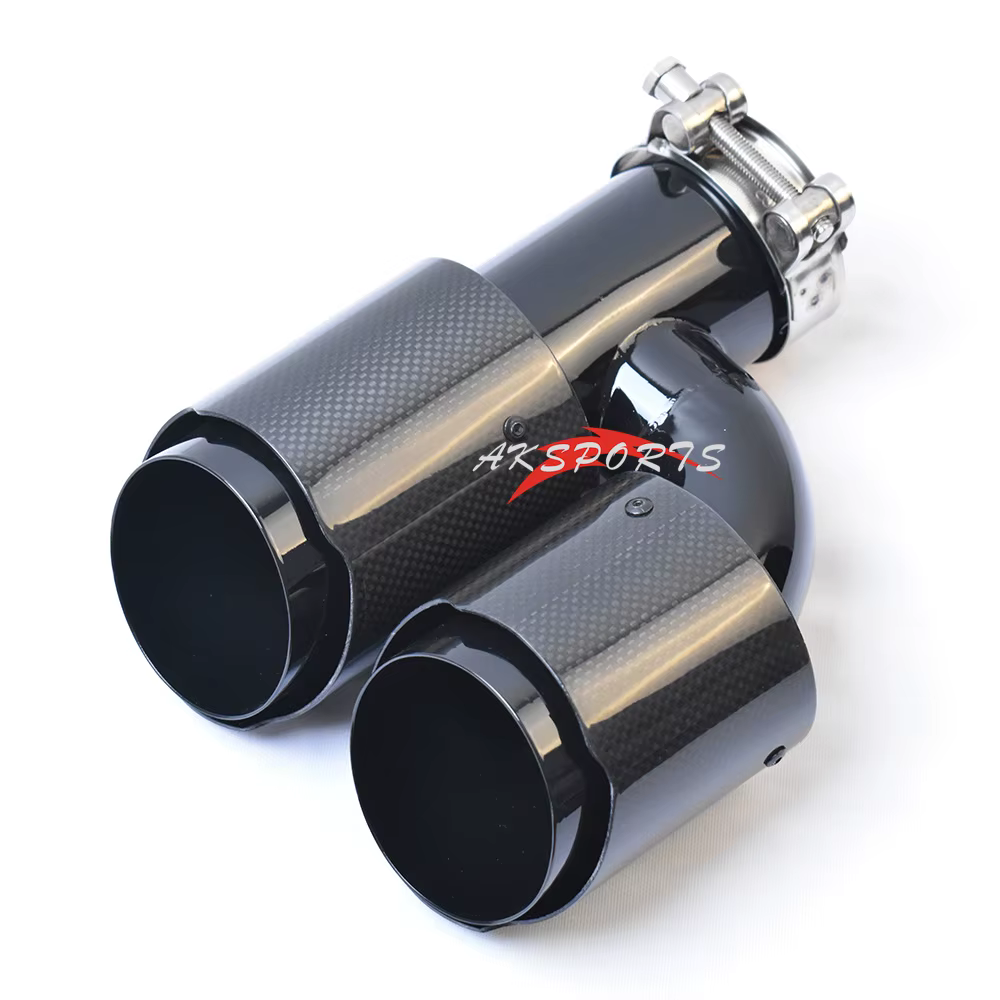 Punta de escape universal doble en fibra de carbono brillante – VREMUS - imagen 4