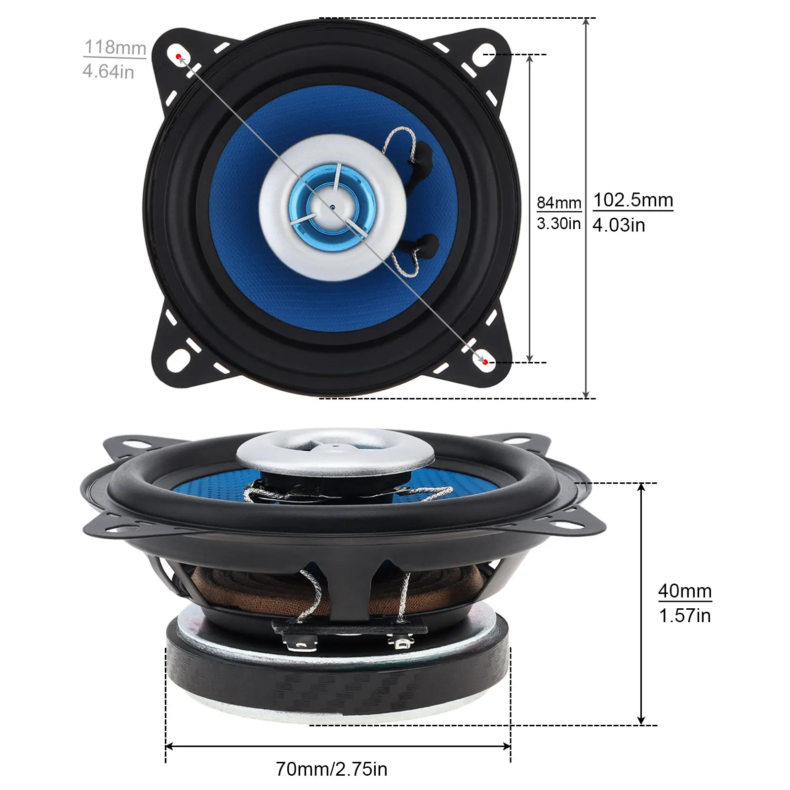 Altavoz coaxial LABO 4 pulgadas 80W subwoofer para coche - imagen 3