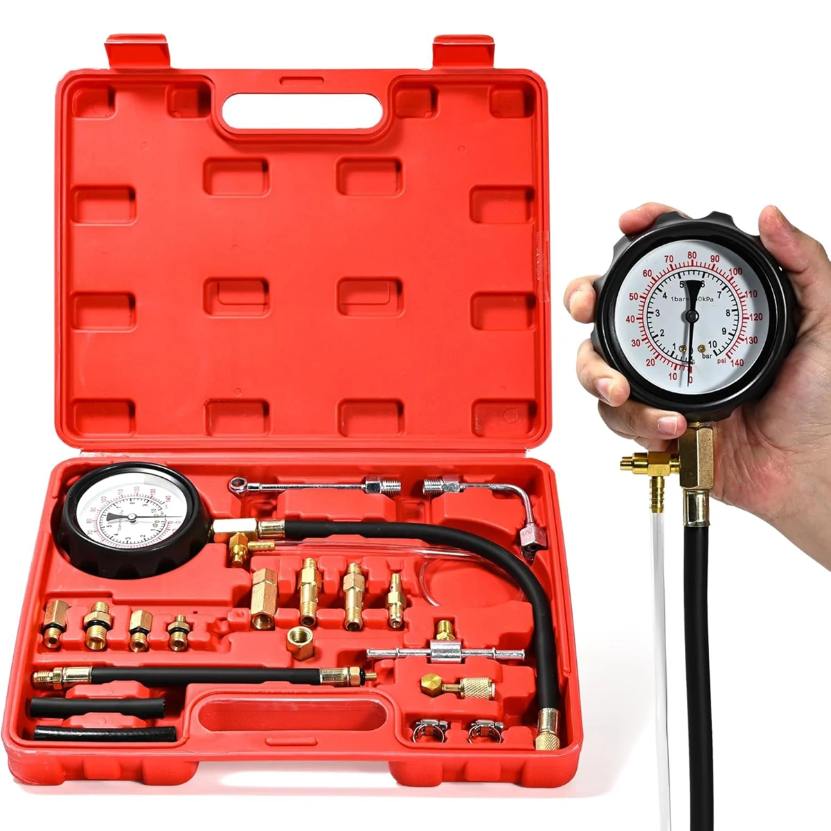 Manómetro Presión Combustible 10Bar con Válvula – Kit Tester Diagnóstico