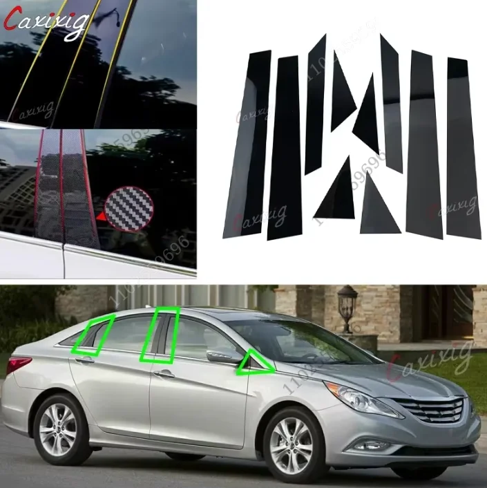 Embellecedores pilares negro piano – Hyundai Sonata 2011-2014