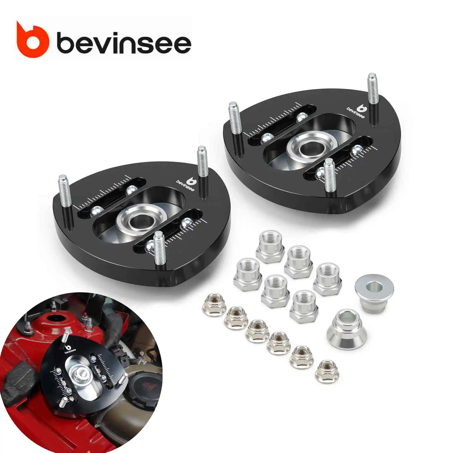 BEVINSEE Placas camber amortiguador delantero ajustables Audi A3 8V