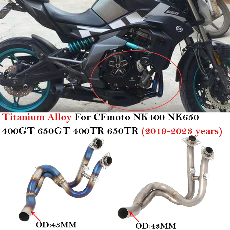 Tubo de enlace de escape de titanio para CFMOTO NK400/NK650