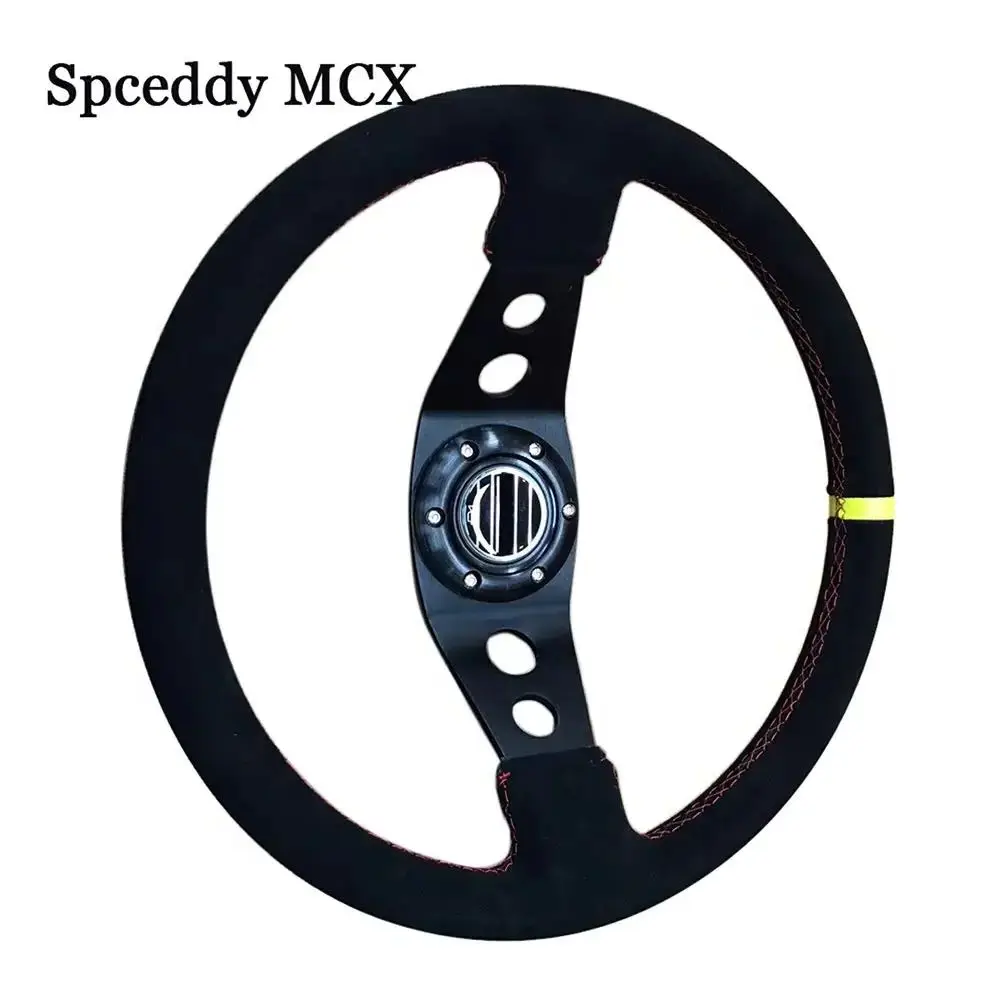 Volante deportivo tuning 350mm cuero negro universal - imagen 5