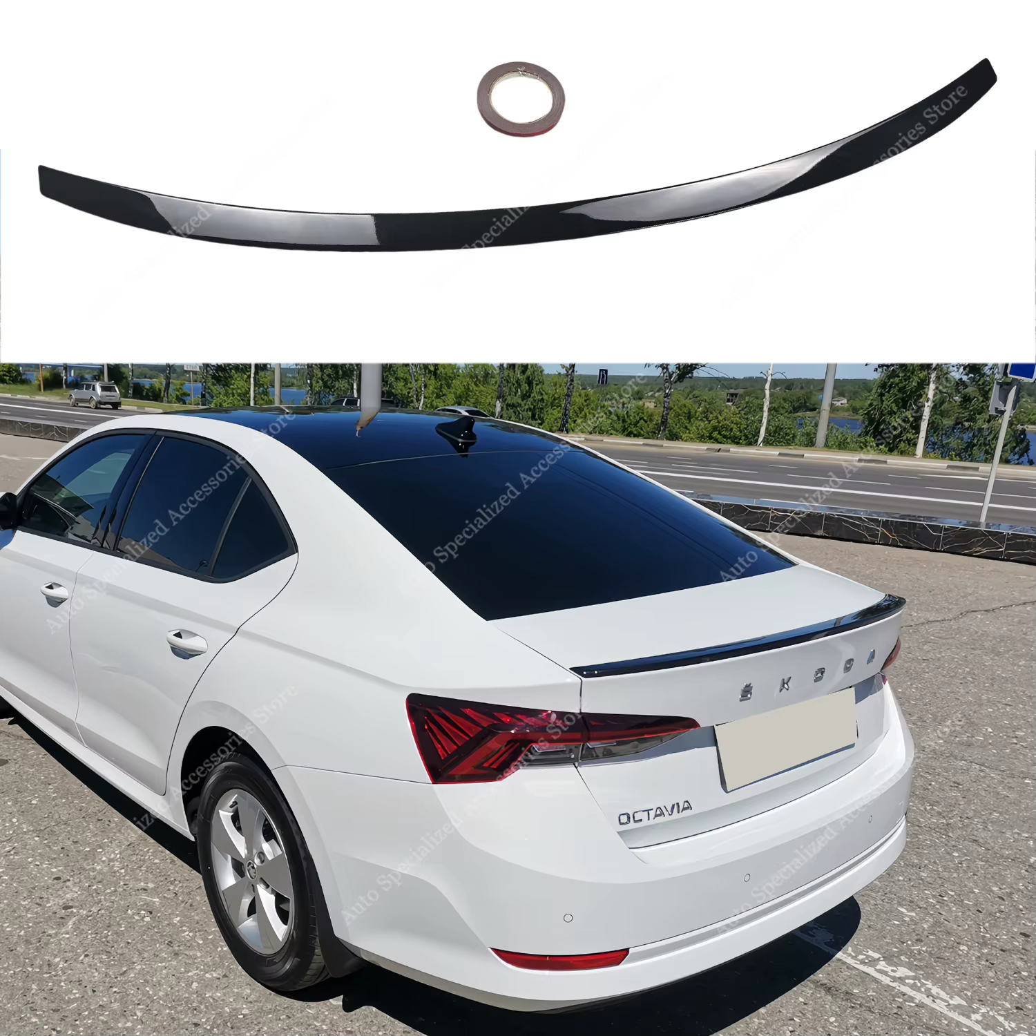 Alerón trasero estilo P negro brillante para Skoda Octavia Mk4