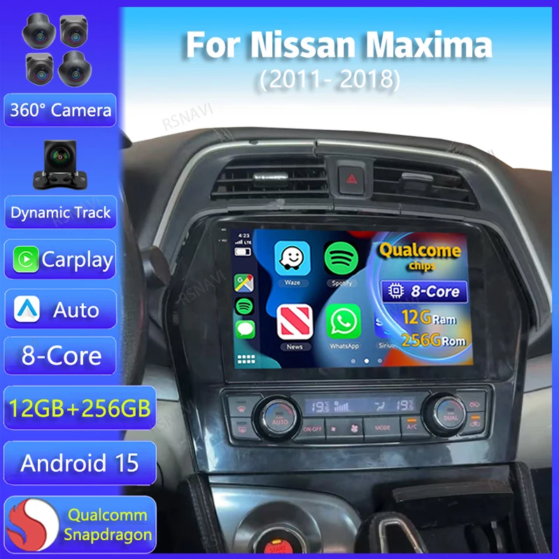 Radio 2DIN Android 15 con CarPlay – Nissan Maxima 2011-2018