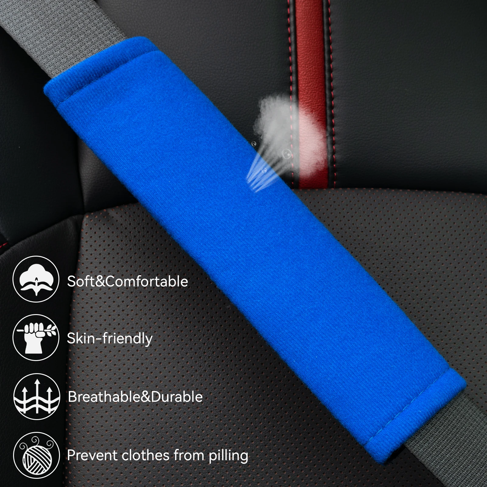 Funda cinturón seguridad niños azul de algodón con protección hombros - imagen 3