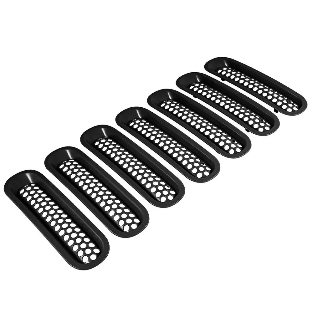 7 Uds parrillas delanteras de coche para Jeep Wrangler JK 2007 - 2015 2 puertas e insertos de Clip de malla de 4 puertas ilimitados protector de malla de rejilla delantera - imagen 4