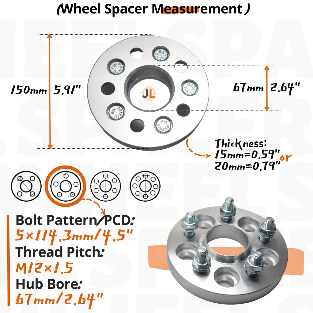 Separadores de rueda 5x114,3 67 mm para Mazda Hyundai Kia Mitsubishi - imagen 2