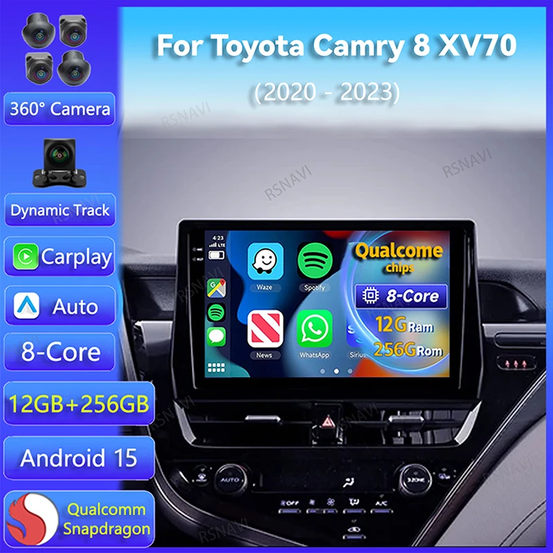 Radio multimedia Android 15 con CarPlay para Toyota Camry XV70
