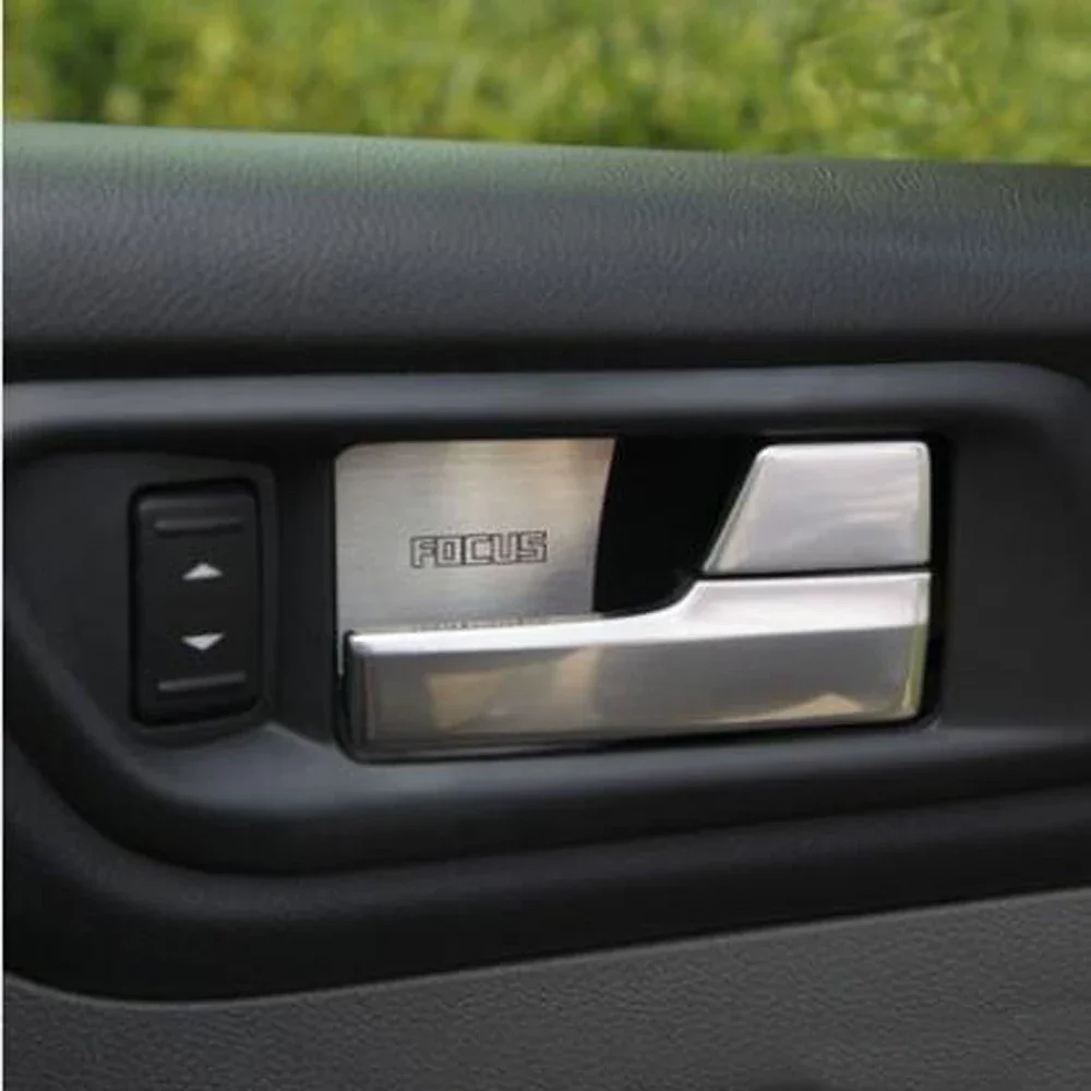 Para Ford Focus 2 MK2 2005-2015 4 Uds manija Interior de puerta de acero inoxidable pegatina de cuenco decoración cubierta embellecedora accesorios interiores - imagen 2